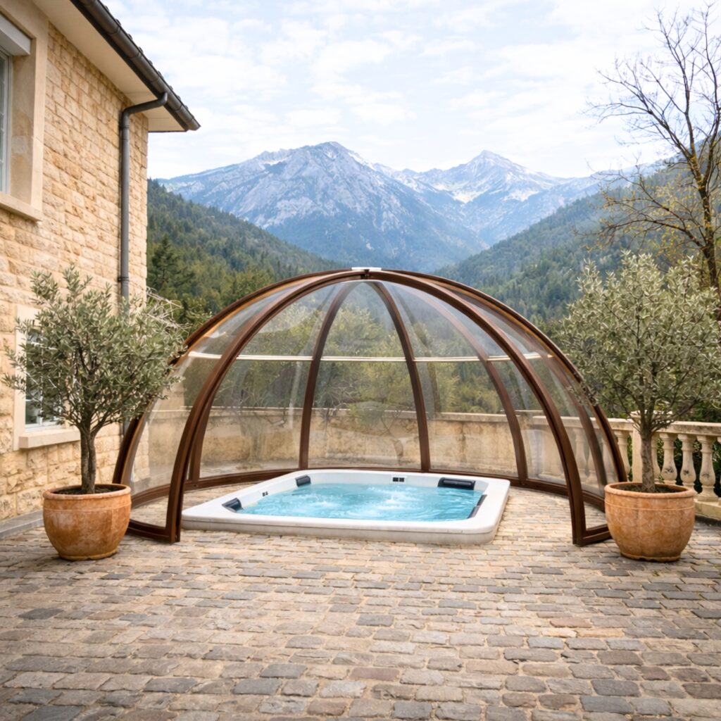 Bulle extérieure haut de gamme en bois avec vue panoramique